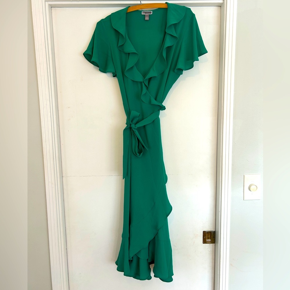 Chelsea 28 Green Ruffle Wrap Dress